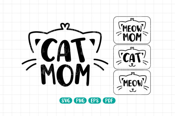 Cat Face, Mom Cat Svg, Meow Mom, Clipart
