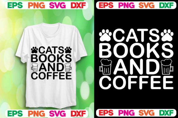 Cat SVG Design. Cats Books and Coffee