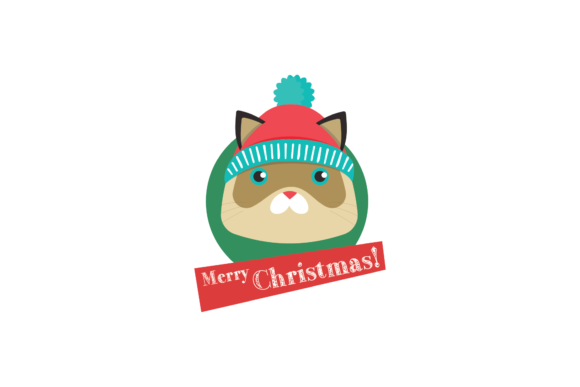 Merry Christmas Animal Stickers Cat Svg